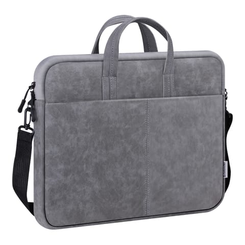 ⁨DEFENDER SOLID LEATHER BAG GREY 15.6"⁩ at Wasserman.eu