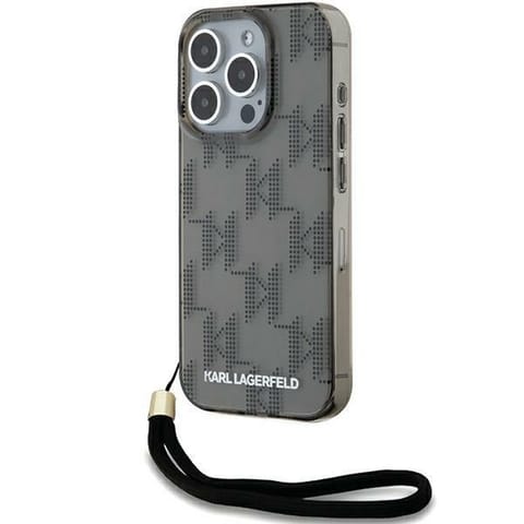 ⁨Karl Lagerfeld KLHCP15XHKDPNSK iPhone 15 Pro Max 6.7" czarny/black hardcase IML Mono KL Pattern & Cord⁩ w sklepie Wasserman.eu