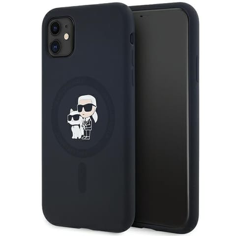 ⁨Karl Lagerfeld KLHMN61SCMKCRHK iPhone 11 / Xr 6.1" czarny/black hardcase Silicone Karl & Choupette MagSafe⁩ w sklepie Wasserman.eu