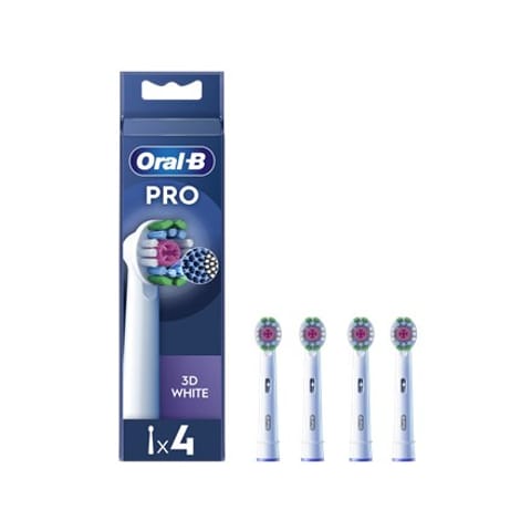 ⁨Oral-B | Replaceable toothbrush heads | EB18-4 3D White Pro | Heads | For adults | Number of brush heads included 4 | White⁩ at Wasserman.eu