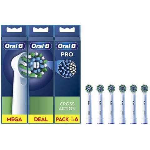 ⁨Oral-B | Replaceable toothbrush heads | EB50RX-6 Cross Action Pro | Heads | For adults | Number of brush heads included 6 | White⁩ at Wasserman.eu