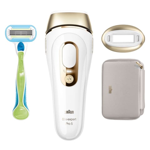 ⁨Braun Silk-expert Pro 5 Epilator | PL5052 | Bulb lifetime (flashes) 400.000 | Number of power levels 10 | White/Gold⁩ at Wasserman.eu