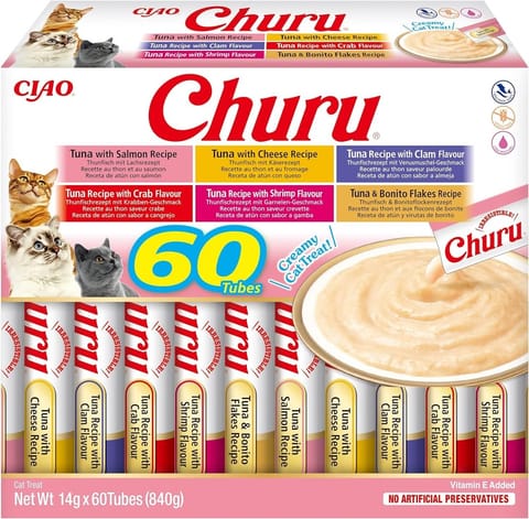 ⁨INABA CAT CHURU VARIETIES tuńczyk - przysmak dla kota 60 x 14 g⁩ w sklepie Wasserman.eu