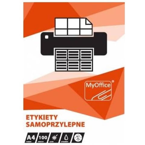 ⁨Etykiety MyOffice A4 70x42.3mm białe (100)⁩ w sklepie Wasserman.eu