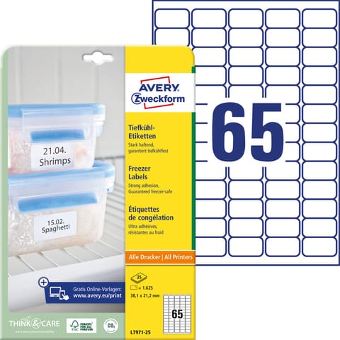 ⁨ETYKIETY A4 AVERY 38,1*21,2mm BIAŁE (25)⁩ w sklepie Wasserman.eu