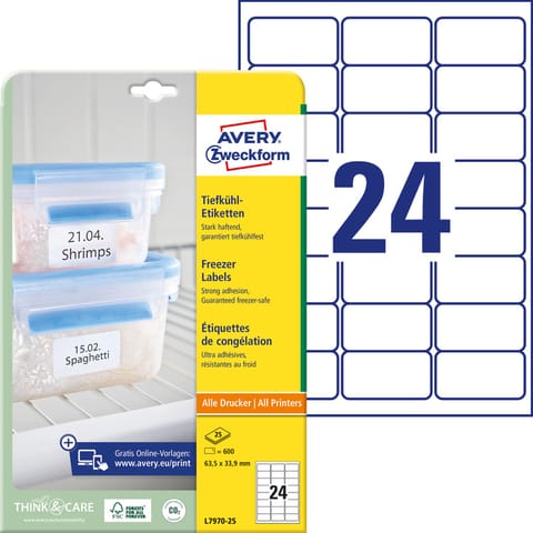 ⁨ETYKIETY A4 AVERY 63,5*33,9mm BIAŁE (25)⁩ w sklepie Wasserman.eu