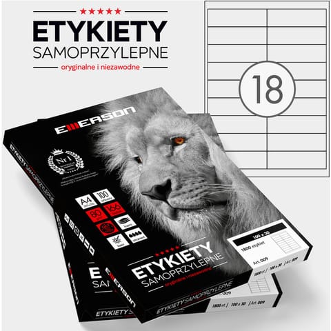 ⁨ETYKIETY 100 X 30.0 MM. 18 SZT/A4 EMERSON UNIWERSALNE⁩ w sklepie Wasserman.eu