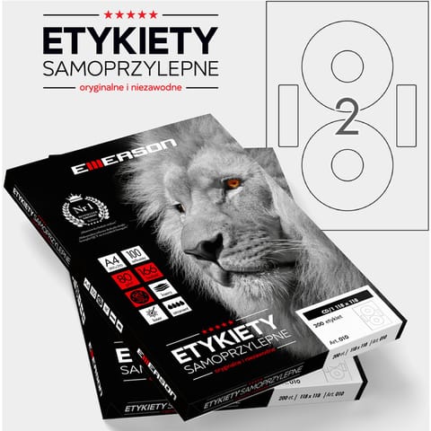 ⁨ETYKIETY 118 X 118 MM (CD) 2+2 SZT/A4 EMERSON UNIWERSALNE⁩ w sklepie Wasserman.eu