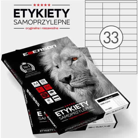 ⁨ETYKIETY 70 X 25.4 MM. 33 SZT/A4 EMERSON UNIWERSALNE⁩ w sklepie Wasserman.eu