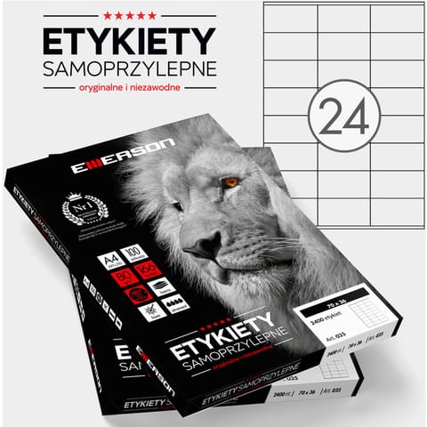 ⁨Etykiety Emerson A4 70x36mm białe (100)⁩ w sklepie Wasserman.eu