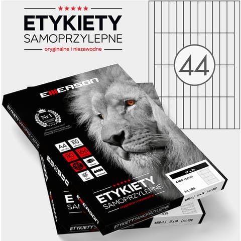 ⁨ETYKIETY 74 X 17.0 MM. 44 SZT/A4 EMERSON UNIWERSALNE⁩ w sklepie Wasserman.eu