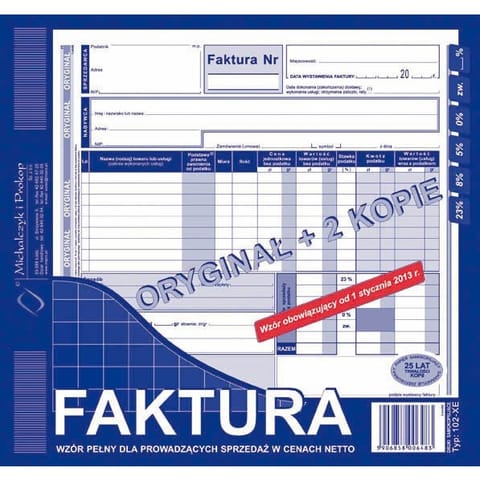⁨FAKTURA VAT 2/3 A4 (O+2K)⁩ w sklepie Wasserman.eu