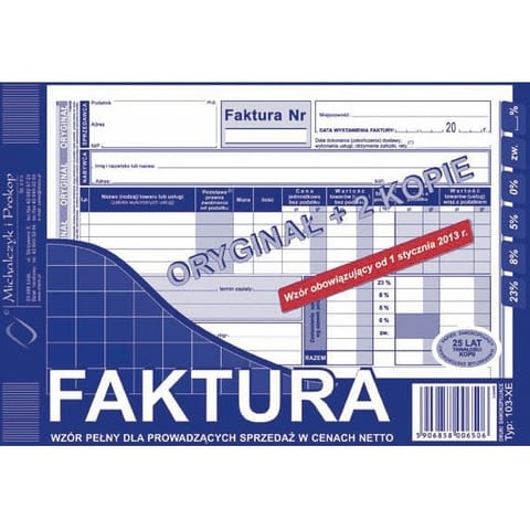 ⁨FAKTURA VAT A5 (O+2K)⁩ w sklepie Wasserman.eu