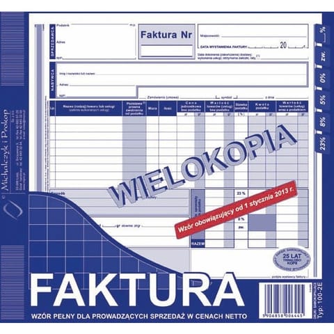 ⁨FAKTURA VAT 2/3 A4 (WIELOKOPIA)⁩ w sklepie Wasserman.eu