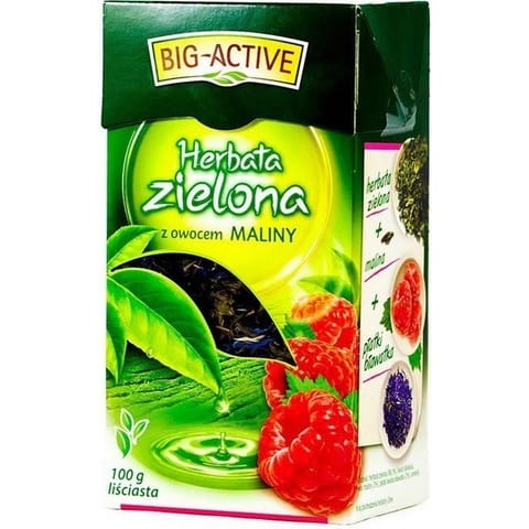 ⁨Herbata Big-Active 100g zielona z owocem maliny⁩ w sklepie Wasserman.eu