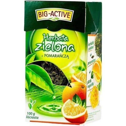 ⁨Herbata Big-Active 100g zielona z pomarańczą⁩ w sklepie Wasserman.eu