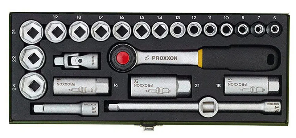 ZESTAW KLUCZY NASADOWYCH Z GRZECHOTKAMI 3/8''', 24CZ. w sklepie Wasserman.eu