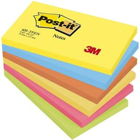 ⁨Karteczki Post-it 76x127mm (655-TFEN) 5 kolorów (6x100)⁩ w sklepie Wasserman.eu