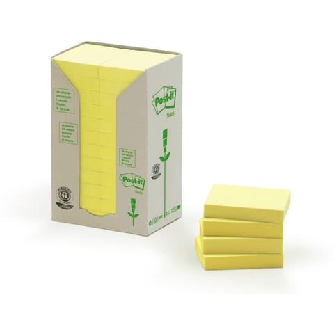 ⁨KARTECZKI POST-IT ECO 38x51mm ŻÓŁTE (24x100)⁩ w sklepie Wasserman.eu