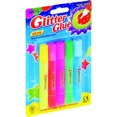 ⁨KLEJ Z BROKATEM AMOS 10,5ml*5 KOLORÓW⁩ w sklepie Wasserman.eu