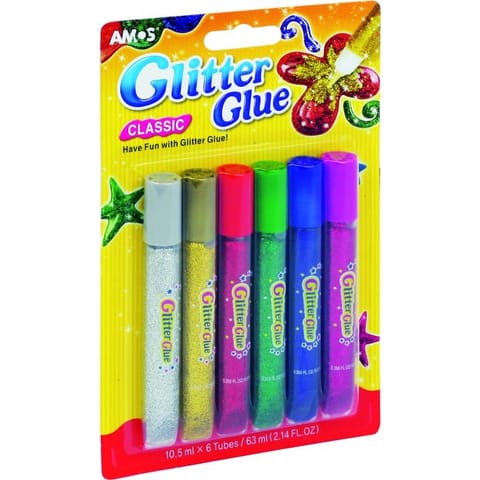 ⁨KLEJ Z BROKATEM AMOS 10,5ml*6 KOLORÓW⁩ w sklepie Wasserman.eu