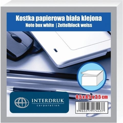 ⁨KOSTKA PAPIEROWA 85 X 85 X 35 MM KLEJONA BIAŁA⁩ w sklepie Wasserman.eu