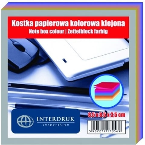 ⁨KOSTKA PAPIEROWA 85 X 85 X 35 MM KLEJONA KOLOR⁩ w sklepie Wasserman.eu