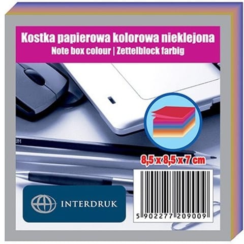 ⁨KOSTKA PAPIEROWA 85x85x50mm NIEKLEJONA KOLOR⁩ w sklepie Wasserman.eu
