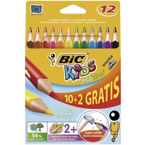 ⁨KREDKI BIC EVOLUTION TRIANGLE 12 KOLORÓW⁩ w sklepie Wasserman.eu