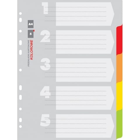 ⁨Przekładki kartonowe Office Products A4 5 kolorów⁩ w sklepie Wasserman.eu
