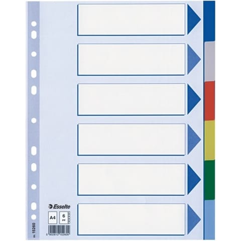 ⁨PRZEKŁADKI PLASTIKOWE 6 KARTEK ESSELTE PP A4 KOLOROWE⁩ w sklepie Wasserman.eu