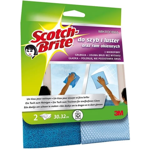 ⁨Ściereczka z mikrofibry Scotch Brite (do szyb i luster) (2)⁩ w sklepie Wasserman.eu