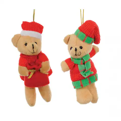 ⁨Teddybär 2 Stück für einen Weihnachtsbaum WEIHNACHTEN hängend 13 cm MIT PLÜSCH A-422988MIS⁩ im Wasserman.eu