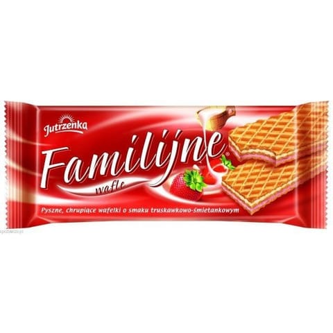 ⁨WAFLE JUTRZENKA FAMILIJNE 180g TRUSKAWKOWE⁩ w sklepie Wasserman.eu