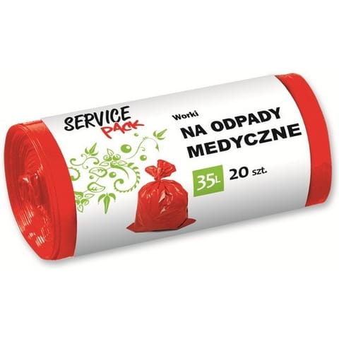 ⁨WORKI NA ODPADY MEDYCZNE 35L LDPE CZERWONE (20)⁩ w sklepie Wasserman.eu