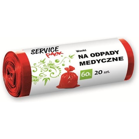 ⁨WORKI NA ODPADY MEDYCZNE 60L LDPE CZERWONE (20)⁩ w sklepie Wasserman.eu