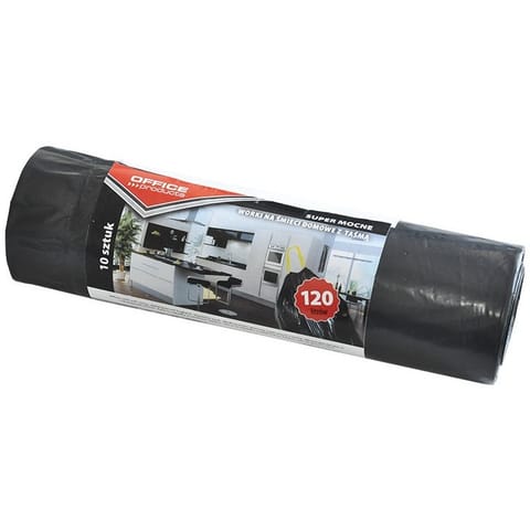 ⁨Worki na śmieci Office Products 120L LDPE z taśmą czarne (10)⁩ w sklepie Wasserman.eu