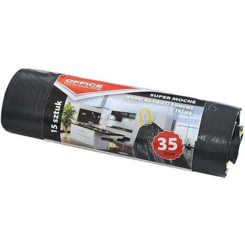 ⁨Worki na śmieci Office Products 35L LDPE z taśmą czarne (15)⁩ w sklepie Wasserman.eu