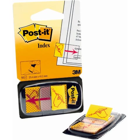 ⁨Zakładki Post-it 25.4x43.2mm ręka i ołówek żółte (50)⁩ w sklepie Wasserman.eu