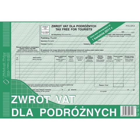 ⁨ZWROT VAT DLA PODRÓŻNYCH A4 (OFFSET)⁩ w sklepie Wasserman.eu