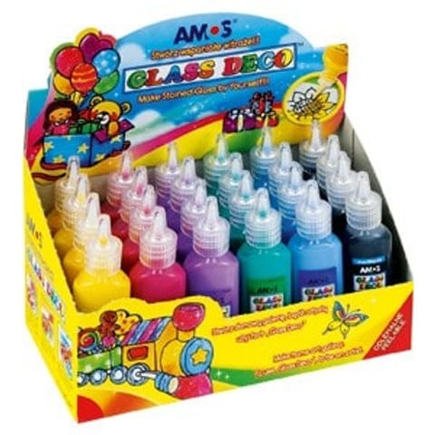 ⁨FARBY WITRAŻOWE AMOS 22ml*4*6 KOLORÓW⁩ w sklepie Wasserman.eu