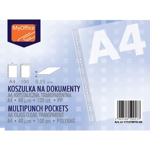 ⁨KOSZULKI KRYSTALICZNE A4 50 MIK. 100 SZTUK MYOFFICE⁩ w sklepie Wasserman.eu