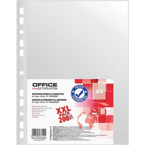 ⁨Koszulki Office Products A4/40µm groszkowe (200)⁩ w sklepie Wasserman.eu