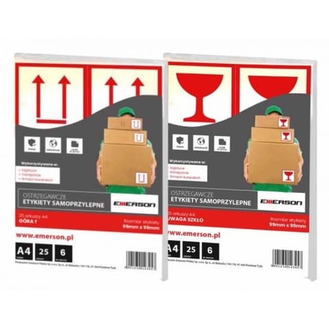 ⁨Etykiety Emerson A4 99x99mm "góra" (25)⁩ w sklepie Wasserman.eu