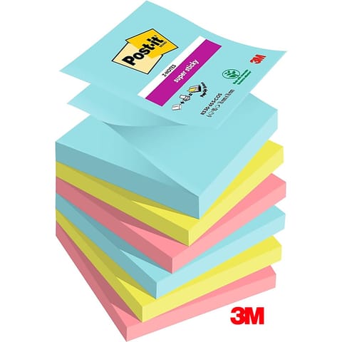 ⁨Karteczki Post-it Super Sticky Z-Notes 76x76mm (R330-6SS-COS) 3 kolory (6x90)⁩ w sklepie Wasserman.eu