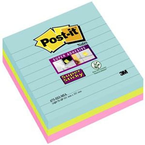 ⁨Karteczki Post-it Super Sticky 101x101mm (675-SS3-MIA) linie Miami (3x70)⁩ w sklepie Wasserman.eu