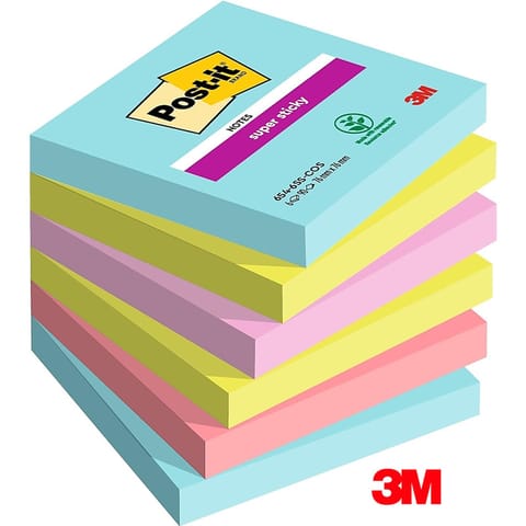 ⁨Karteczki Post-it Super Sticky 76x76mm (654-SS-COS) 4 kolory (6x90)⁩ w sklepie Wasserman.eu