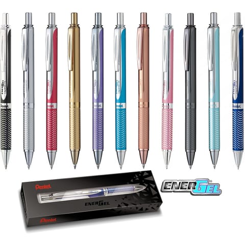 ⁨Pióro kulkowe Pentel EnerGel BL407 (wkład niebieski) różowe złoto, RÓŻOWOZŁOTY⁩ w sklepie Wasserman.eu