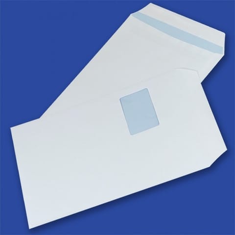 ⁨Envelopes C4 SK white 90g window left top 55x90mm (250pcs) NC self-adhesive 31621320⁩ at Wasserman.eu