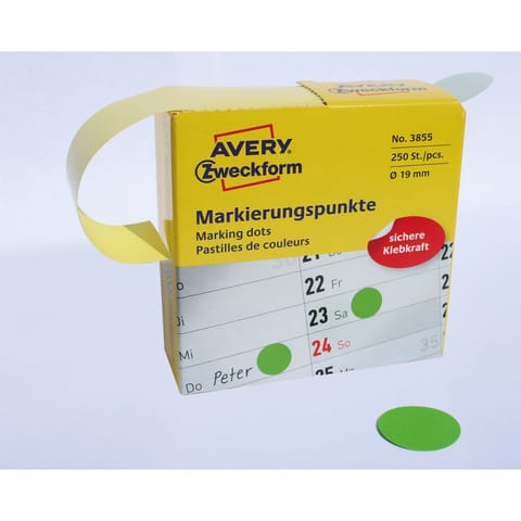 ⁨KÓŁKA AVERY śr.19mm TRWAŁE ZIELONE (250)⁩ w sklepie Wasserman.eu
